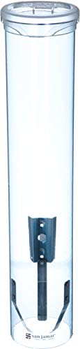 San Jamar C4160TBL Small Pull-Type Water Cup Dispenser, Fits 3 to 4-1/2 oz Cone Cups and 3 to 5 oz Flat Bottom Cups, Transparent Blue
