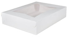 Load image into Gallery viewer, Southern Champion Tray 23133 Paperboard White Lock Corner Window Bakery Box, 19&quot; Length x 14&quot; Width x 4&quot; Height (Case of 50)
