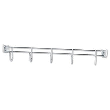 Load image into Gallery viewer, Alera SW59HB424SR Hook Bars for Wire Shelving, Five Hooks, 24-Inch Deep, Silver, 2 Bars/Pack
