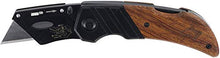 Load image into Gallery viewer, Husky 97211 Wood Handled Folding Sure-Grip Lock Back Utility Knife w/ 1 Disposable Blade Included
