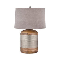 ELK Lighting 8983-021-LED Drum LED Table Lamp, German Silver, Mango Wood