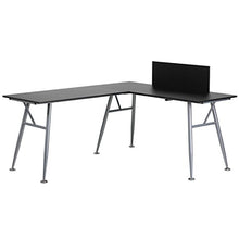 Load image into Gallery viewer, Flash Furniture Black Laminate L-Shape Computer Desk with Silver Metal Frame
