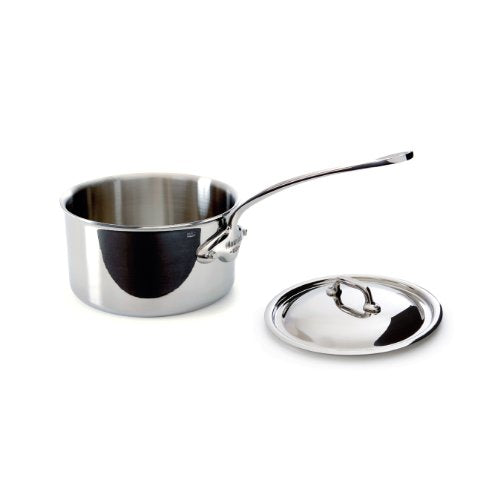 Mauviel Made In France M'Cook 5 Ply Stainless Steel 5210.17 1.9 Quart Saucepan with Lid, Cast Stainless Steel Handle