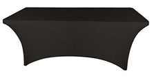 Load image into Gallery viewer, Banquet Tables Pro Black 8 Ft Rectangular Stretch Spandex Tablecover
