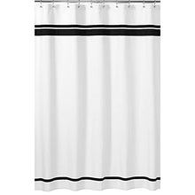 Load image into Gallery viewer, Sweet Jojo Designs White and Black Hotel Kids Bathroom Fabric Bath Shower Curtain
