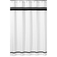 Sweet Jojo Designs White and Black Hotel Kids Bathroom Fabric Bath Shower Curtain