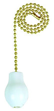 Load image into Gallery viewer, Jandorf 60319 Pull Chain with Wooden Knob, 12&quot; Long Solid Brass Beaded Chain, White

