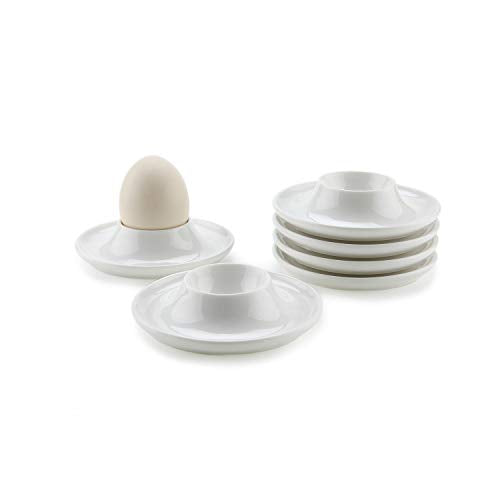 Hard Soft Boiled Egg Cups Set of 4 Pack, Stackable Ceramic Porcelain Egg  Holder