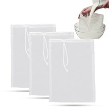 Load image into Gallery viewer, 3Pcs Reusable Filter Bags Mesh Nylon Bags for Nut Milk, Coffee, Juice 74 Micron 8&quot; x 12&quot;
