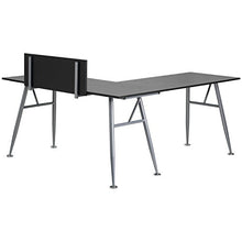 Load image into Gallery viewer, Flash Furniture Black Laminate L-Shape Computer Desk with Silver Metal Frame
