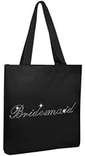 Load image into Gallery viewer, Black Bridesmaid Black Luxury Crystal Bride Tote bag wedding party gift bag Cotton
