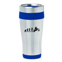 16oz Insulated Stainless Steel Travel Mug Evolution Dirt MX Motocross Rider (Blue)