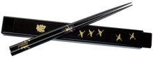 Load image into Gallery viewer, Happy Sales HSKS1/B, Japanese Black Chopsticks Set with Case - Crane Design Black

