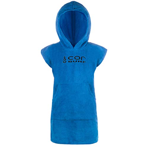Cor Surf Poncho Changing Towel Robe With Hood And Front Pocket For Kids, Doubles Up As Beach Towel And Blanket, Made of Quick Dry Microfiber, Fits Ages 3-8 Years Old (Dark Blue, one size fits most)