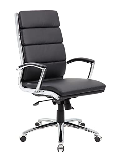 Boss Office Products CaressoftPlus Executive Chair, Traditional, Metal Chrome Finish