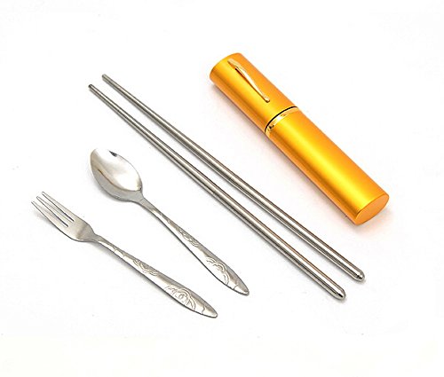 Picnic Tools Outdoor Travel Portable Folding Chopsticks Spoon Fork Green Suit
