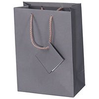10 pcs Small Matte Dark Grey Shopping Paper Gift Sales Tote Bags with Blank Message Tag 4