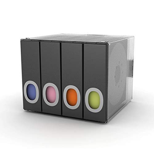 Atlantic Polypropylene Sleeve Disc Organizer - Stack & Lock, Categorize Cds In 4 Color-Coded Binders for 96 Discs Total In Black, PN96635496