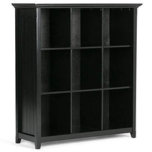 Load image into Gallery viewer, SIMPLIHOME Acadian SOLID WOOD 48 inch x 44 inch Rustic 9 Cube Bookcase and Storage Unit in Black with 9 Shelves, for the Living Room, Study and Office
