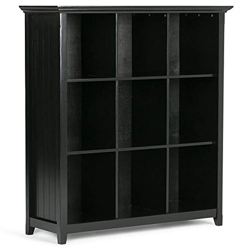 SIMPLIHOME Acadian SOLID WOOD 48 inch x 44 inch Rustic 9 Cube Bookcase and Storage Unit in Black with 9 Shelves, for the Living Room, Study and Office