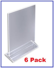 Load image into Gallery viewer, (Pack of 6) ChefLand 5&quot; x 7&quot; Acrylic Sign Holder/Clear Table Card Display/Plastic Upright Menu Ad Frame.
