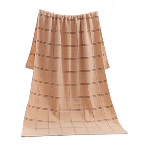 Bath Towels Top Estore Pure Cotton Soft Thick Water Absorption Shower Towel 55.11 X 27.55 Inch (Grid_Brown)