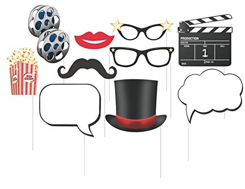 10 Assorted Photo Booth Props, Hollywood Lights