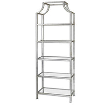 Load image into Gallery viewer, MY SWANKY HOME Minimalist Silver Arch Metal Etagere | Standing Book Shelf Modern
