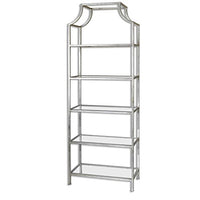 MY SWANKY HOME Minimalist Silver Arch Metal Etagere | Standing Book Shelf Modern