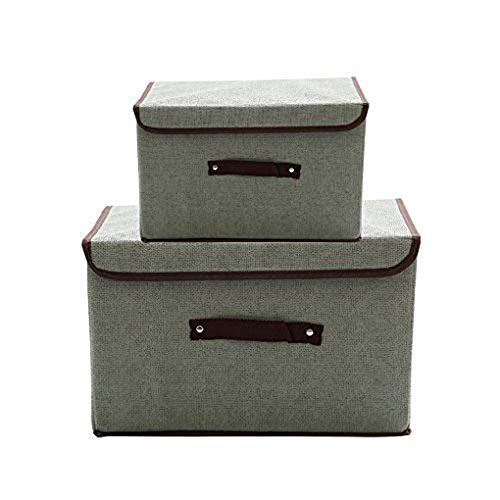 MOCOFO Set of 2 Foldable Storage Box with Lids and Handles Storage Basket Storage Needs Containers Organizer With Built-in Cotton Fabric Closet Drawer Removable Dividers