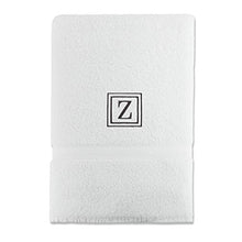 Load image into Gallery viewer, Luxor Linens 100% Egyptian Cotton Bath Towel, Oversized, Black Monogrammed Letter Z, White
