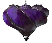 Load image into Gallery viewer, Henna Lamps &amp; Sconces Handmade Henna Moroccan Leather Lamp Purple
