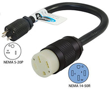 Load image into Gallery viewer, Conntek 20A 125-Volt Plug NEMA 5-20P to 50-Amp Electric Vehicle Adapter Cord for Tesla
