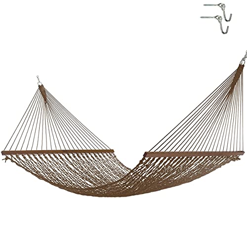 Nags Head Hammocks NH15MOCAdmiral Mocha DuracordRope Hammock with Free Extension Chains & Tree Hooks, Handcrafted in The USA, Accommodates 2 People, 450 LB Weight Capacity, 13 ft. x 65 in.
