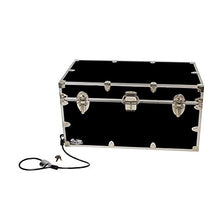 Load image into Gallery viewer, C&amp;N Footlockers Trunk Footlocker with Cable Lock | College Dorm Room Steel Lockable Undergrad Trunk | Available in 20 Colors | Large: 32 x 18 x 16.5 Inches (Black)
