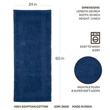Load image into Gallery viewer, Bedford Home 100% Cotton Reversible Long Bath Rug - Navy - 24x60
