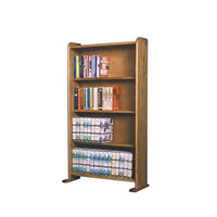 Cdracks Media Furniture Solid Oak Cabinet for DVD, VHS Tapes, Books Honey Finish 407