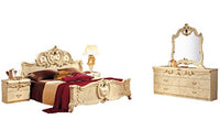 ESF Barocco Traditional Ivory Color Classic Italian King Size Bedroom Set
