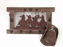 Load image into Gallery viewer, Western Decor Cowboy Stampede Barn Wood Wall Mount Coat Tack Hat Key Rack
