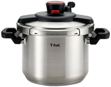 Load image into Gallery viewer, T-fal P45007 Clipso Stainless Steel Dishwasher Safe PTFE PFOA and Cadmium Free 12-PSI Pressure Cooker Cookware, 6.3-Quart, Silver

