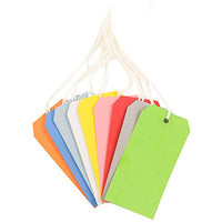 JAM PAPER Gift Tags with String - Medium - 4 3/4 x 2 3/8 - Assorted Primary Colors - 60/Pack