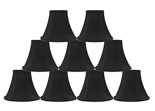 Urbanest Set of 9 Black Silk Bell Chandelier Lamp Shade, 3-inch by 6-inch by 5-inch, Clip-on