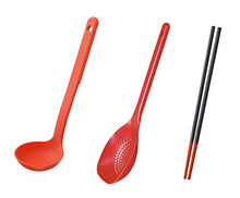 Load image into Gallery viewer, Myrna kitchen tools three (ladle, spoon colander, chopsticks) Red
