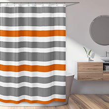 Load image into Gallery viewer, Sweet Jojo Designs Gray, Orange and White Kids Bathroom Fabric Bath Teen Stripe Shower Curtain

