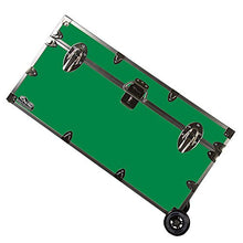 Load image into Gallery viewer, C&amp;N Footlockers College Dorm Room &amp; Summer Camp Lockable Trunk Footlocker with Wheels - Undergrad Trunk Available in 20 Colors - Large: 32 x 18 x 16.5 Inches (Kelly Green)
