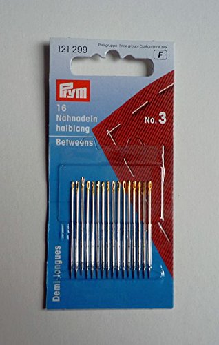 Prym 0.90 x 38 mm Hand Sewing Needles Betweens, Silver/Gold