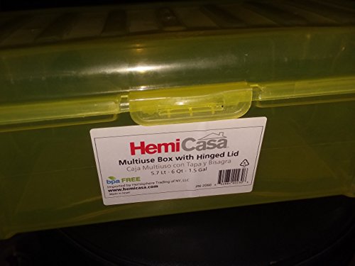 Hemicasa Multi Use Box with Hanging Lid 5.7 Lt-6qt-1.5 Gal'