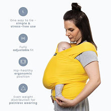 Load image into Gallery viewer, CuddleBug Baby Wrap Sling + Carrier - Newborns &amp; Toddlers up to 36 lbs - Hands Free - Gentle, Stretch Fabric - Ideal for Baby Showers - One Size Fits All (Yellow)
