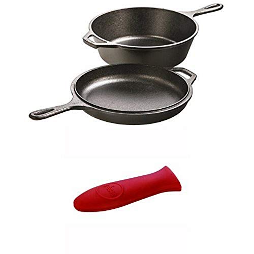 Lodge Pre-Seasoned Cast-Iron Combo Cooker and ASHH41 Silicone Hot Handle Holder Bundle