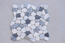 Load image into Gallery viewer, Interlocking Pebble Floor Tiles (5-Pack) Kitchen, Bathroom, and Patio Flooring | Indoor and Outdoor Use | Natural Jade Stones | Quick and Easy Grout Installation

